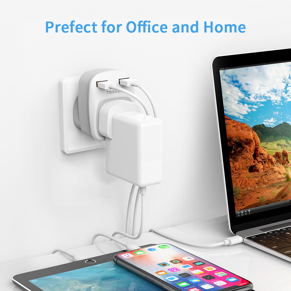 TESSAN - SG Safety Mark Wall Socket Charging Adapter with 2 USB Port