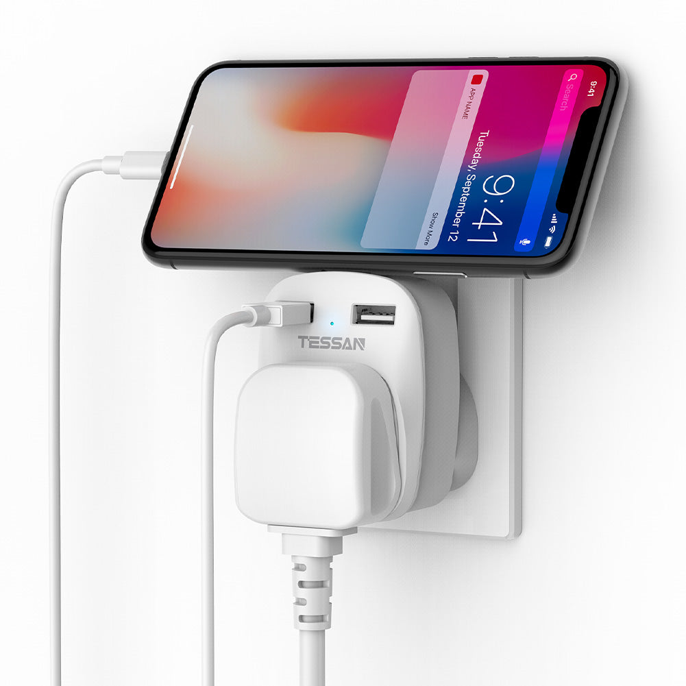 TESSAN - SG Safety Mark Wall Socket Charging Adapter with 2 USB Port