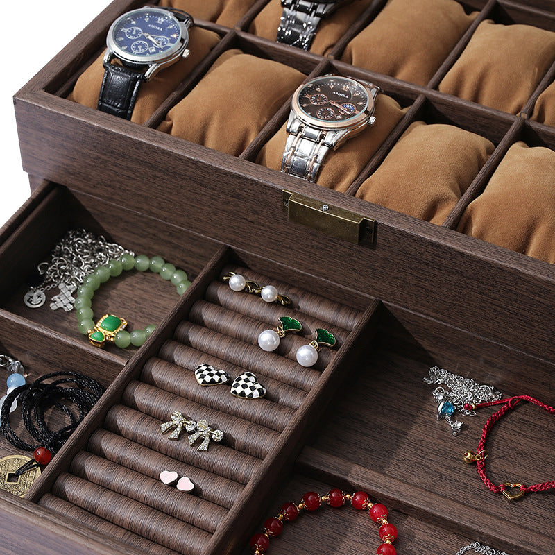 12 Slots PU Grain Watch Display & Jewelry Organizer