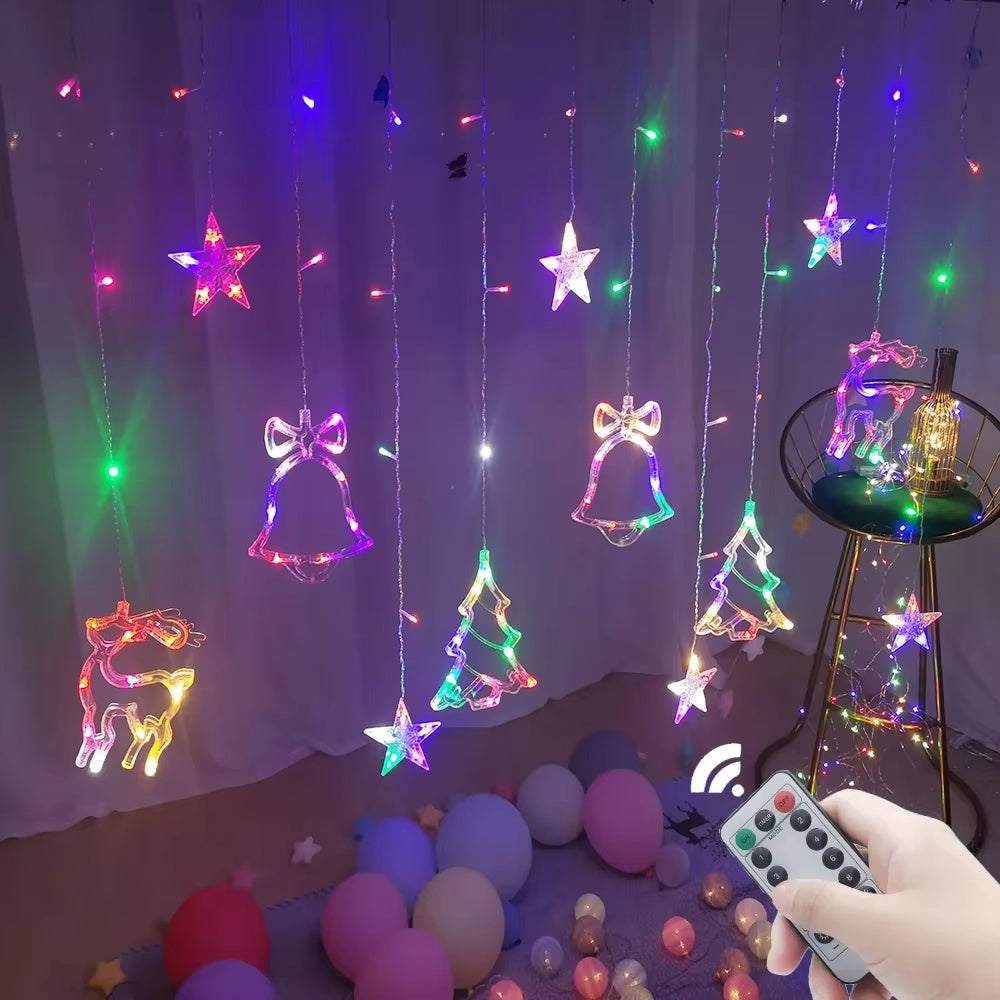 USB 3 Meter Width Christmas Fairy icicle led Curtain Lights, Multi