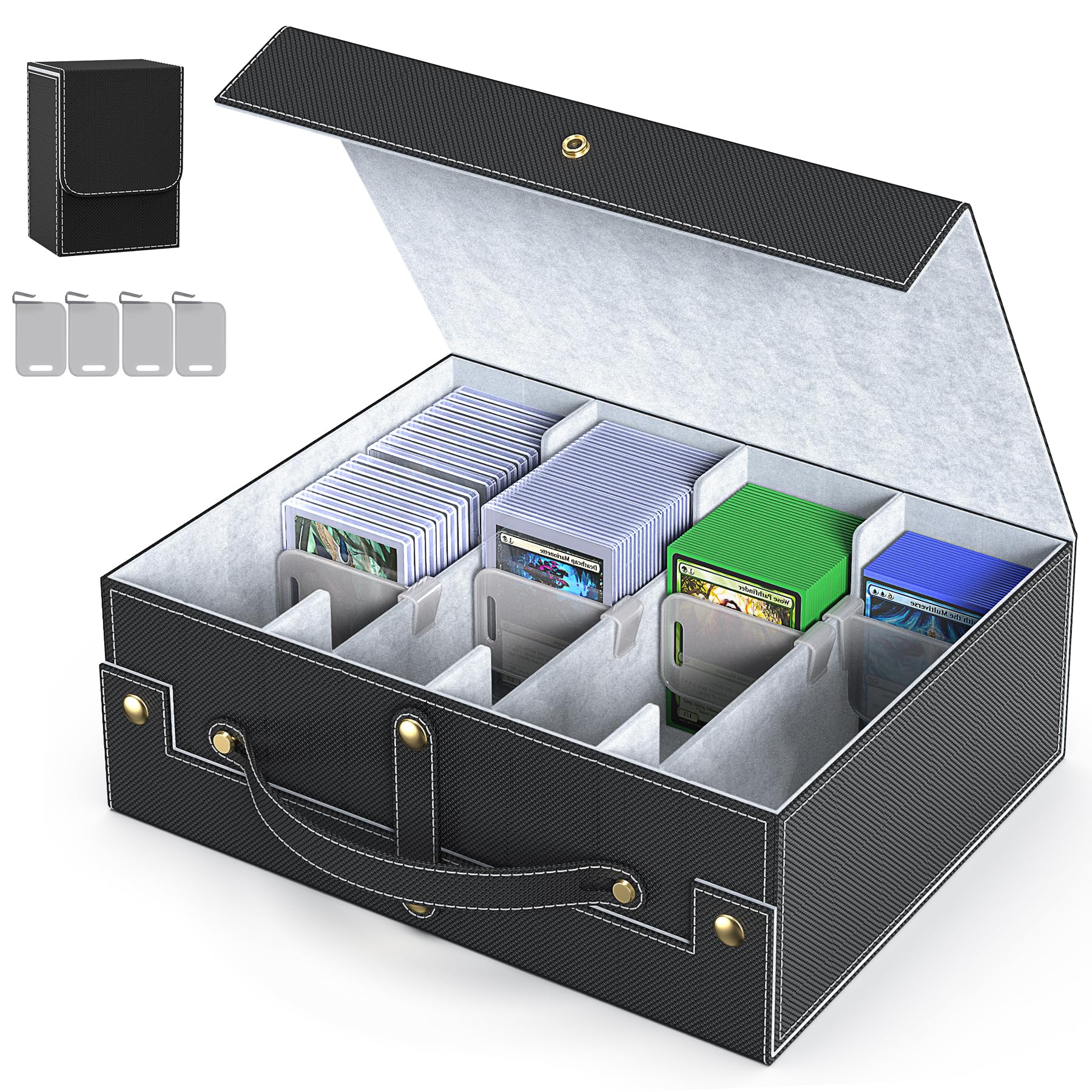 Assorted Models Trading Card Storage Box - Commander Deck Case for TCG with PVC Dividers & Card Supporters