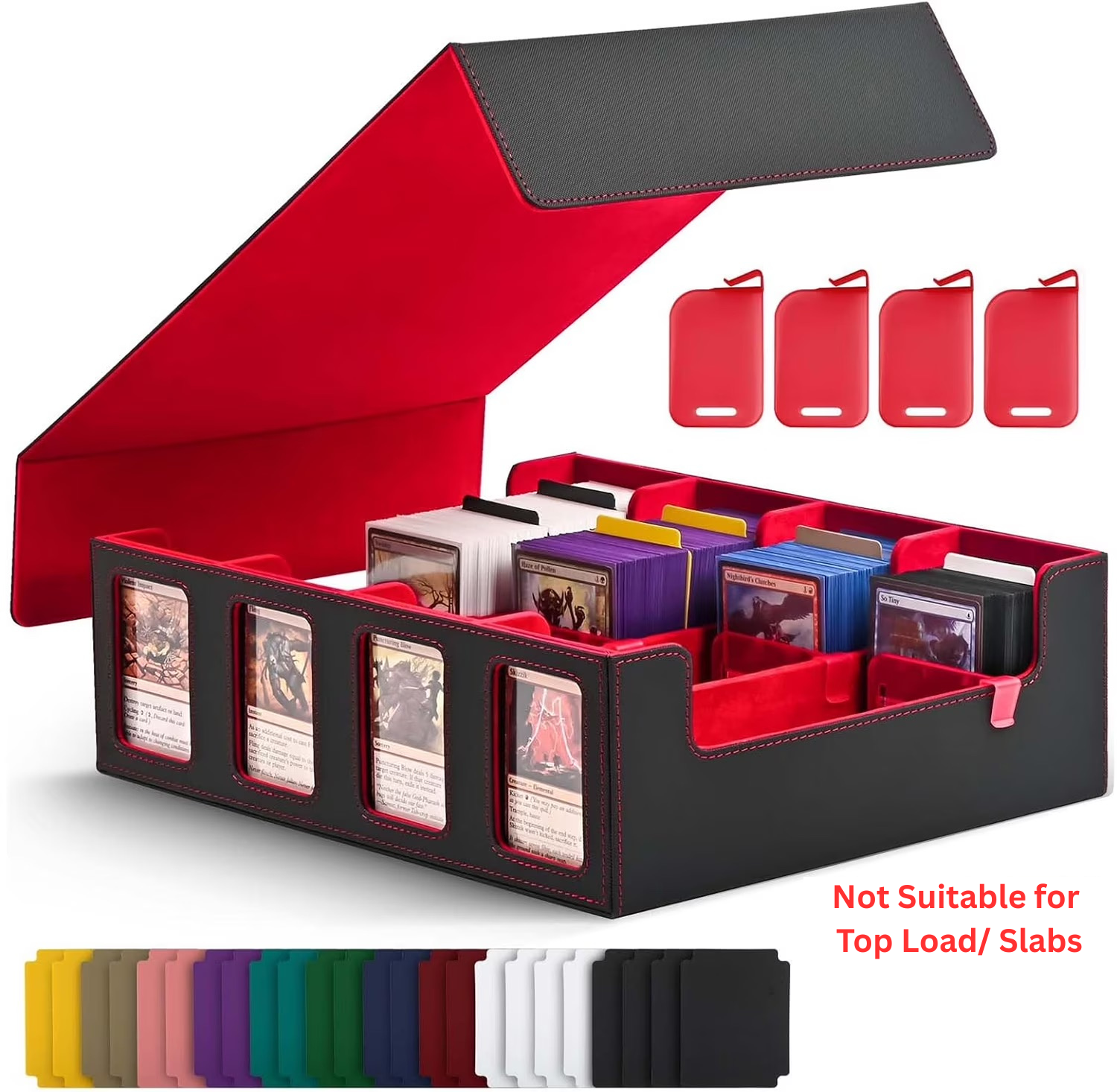 Assorted Models Trading Card Storage Box - Commander Deck Case for TCG with PVC Dividers & Card Supporters