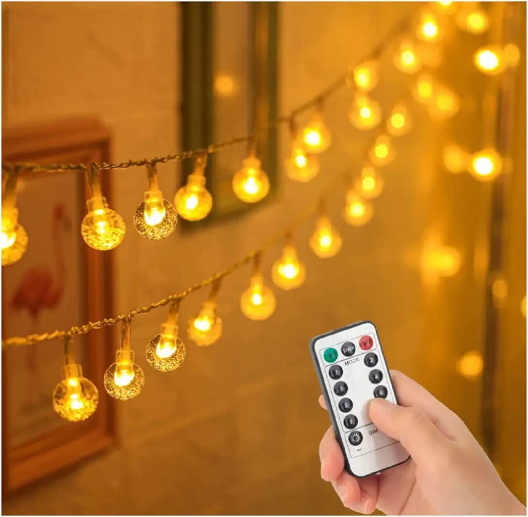 10 Meters 100 Crystal Ball Battery Operated Led Fairy String Light , Warm