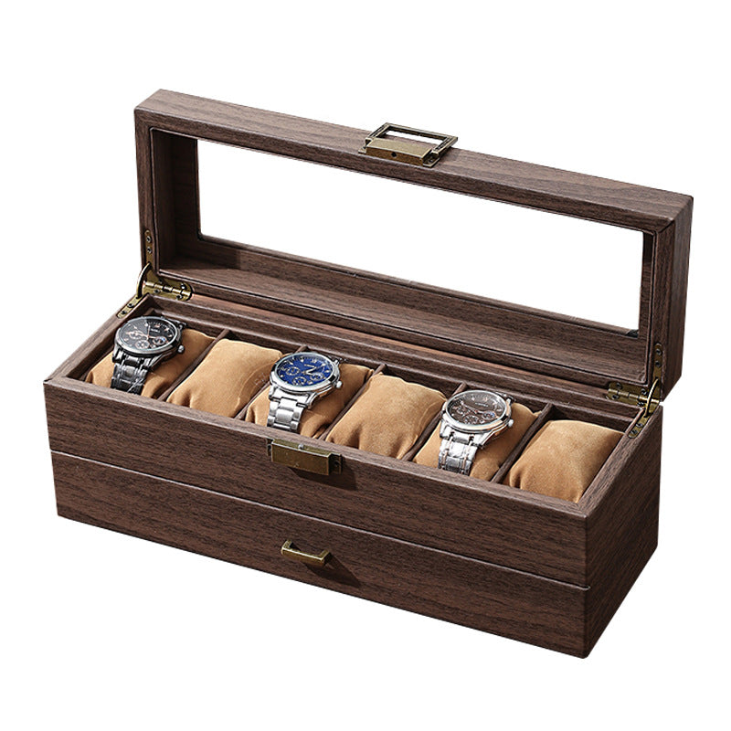 6 Slots PU Grain Jewelry Spectacles Watch Storage Box