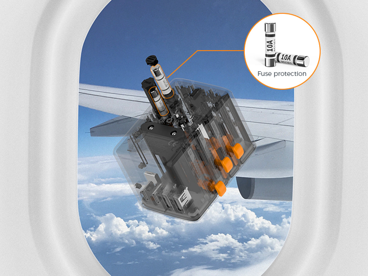 TESSAN - International 35W Plug Adaptor with 2 USB C and 3 USB A Charging Ports