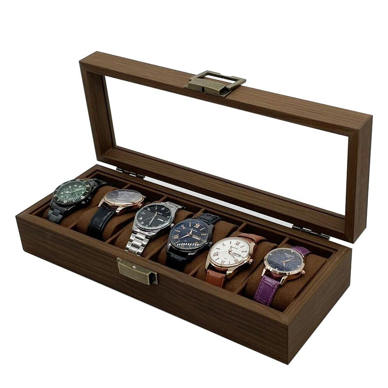 Luxury Wooden Watch Storage Box Brown Interior