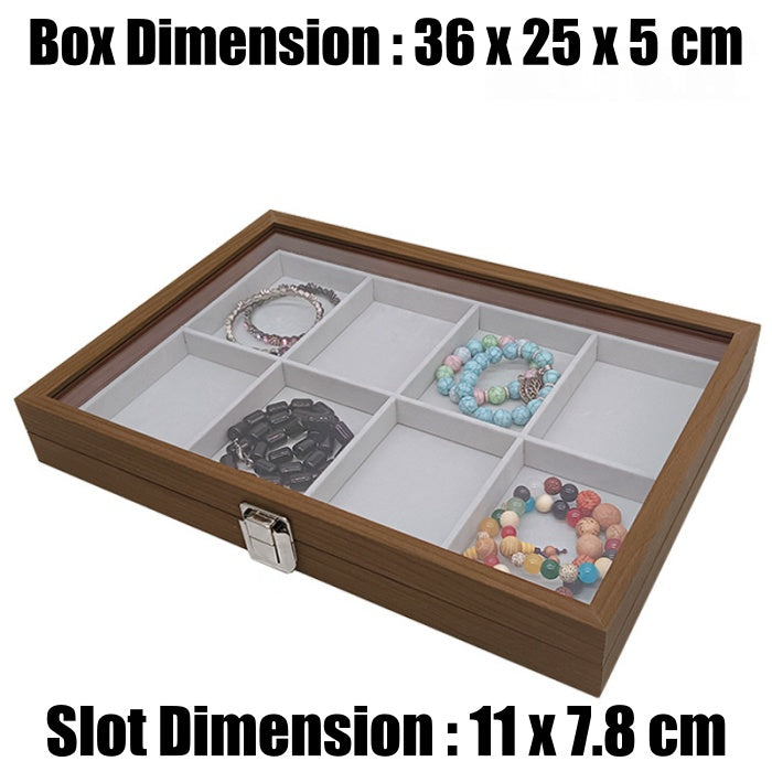 8 Grids Wooden Bangles Jewelry Storage Box