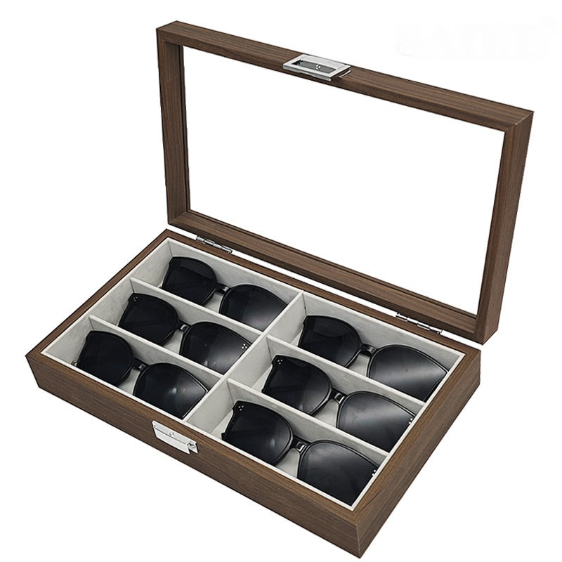 6 Slots Wooden Spectacles Storage Box