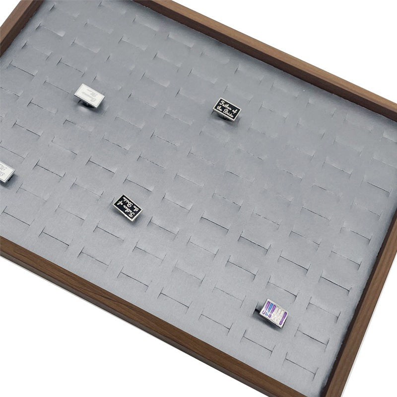 100 Ring Slot Jewelry Display Tray Brushed Grey PU