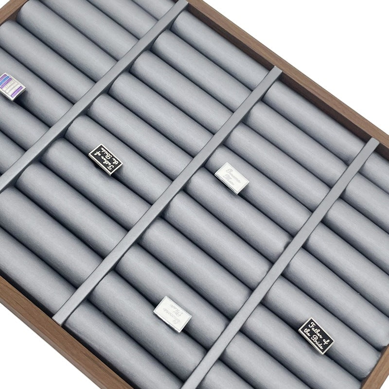 4 Rolls Ring Jewelry Organizer Display Tray Brushed Grey PU