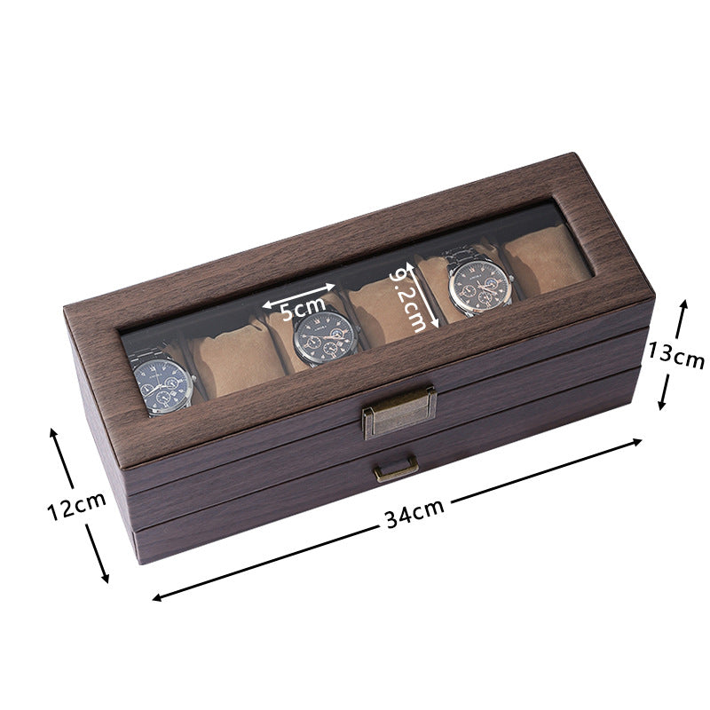 6 Slots PU Grain Soft Jewelry, Spectacles and Watch Storage Box