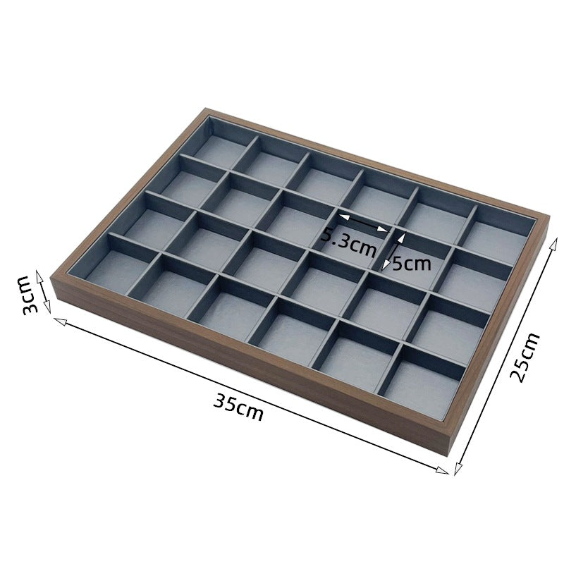 24 Slots Brushed PU Jewelry Display Tray