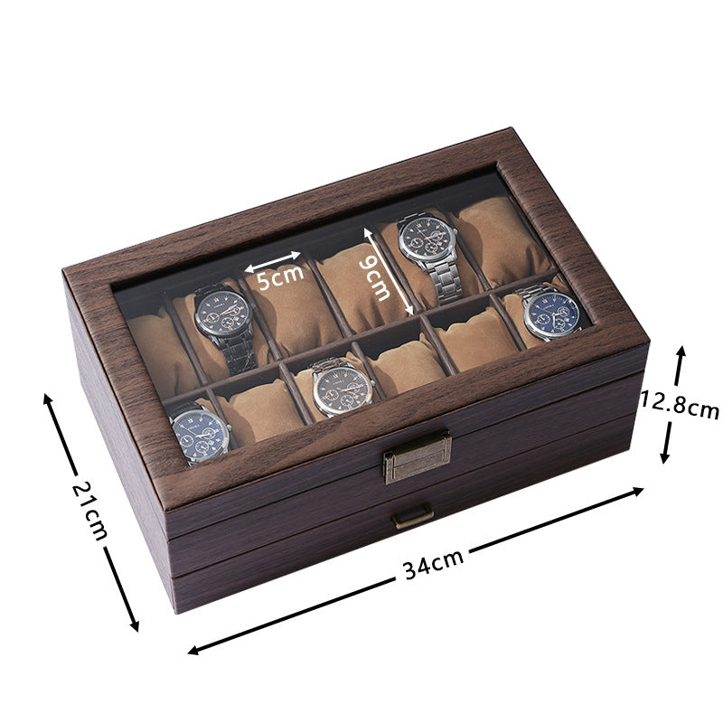 Premium 12 Slots Watch Storage Box with Jewelry Drawer