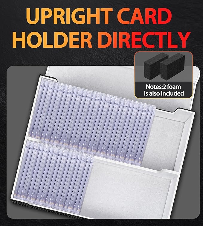 2 Rows Trading Card Storage Box Covered Top - Organizer for Magnet Case for Magic the Gathering Pokemon YuGiOh Sports Cards, Leather MTG TCG PTCG