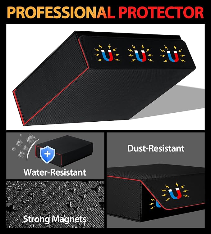 2 Rows Trading Card Storage Box Covered Top - Organizer for Magnet Case for Magic the Gathering Pokemon YuGiOh Sports Cards, Leather MTG TCG PTCG