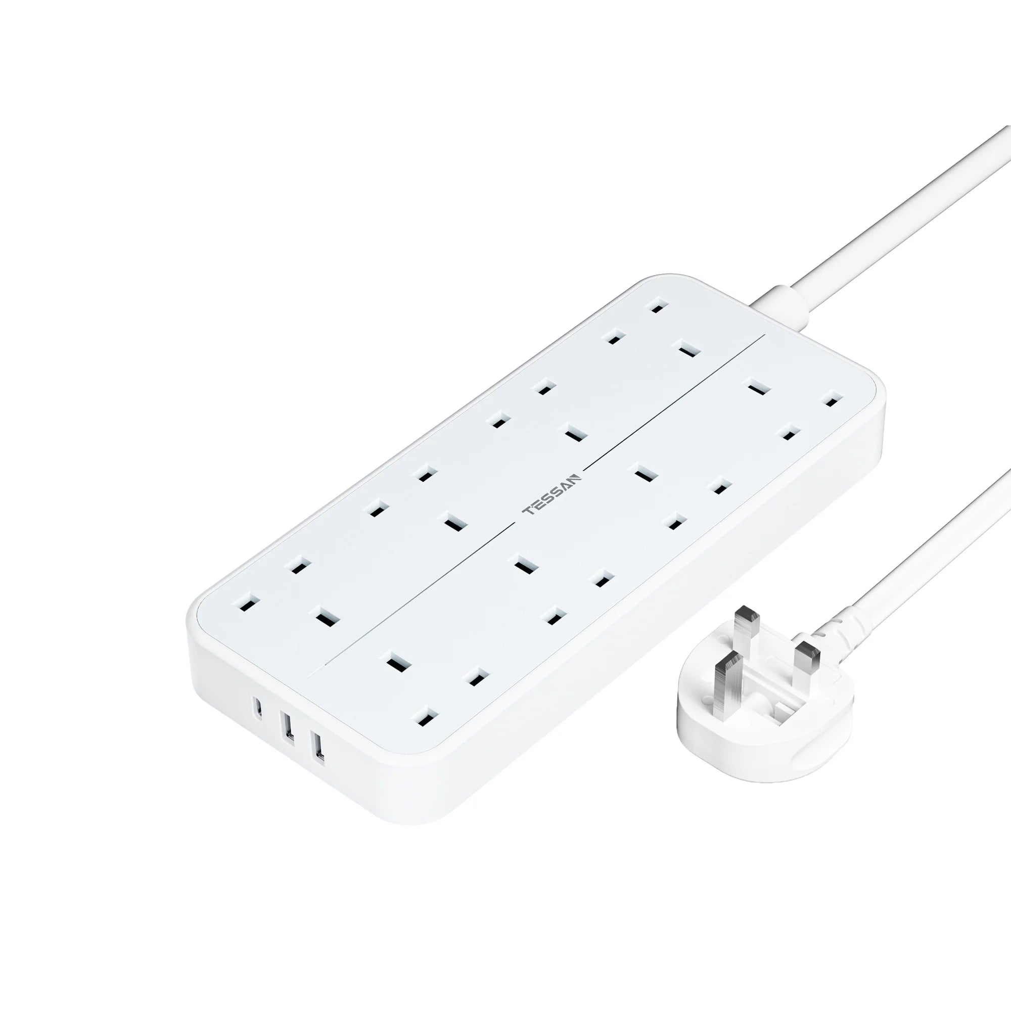 TESSAN - 11 in 1 Outlets Extension Cord 13A Multi Plug with 2M Cable / TS204