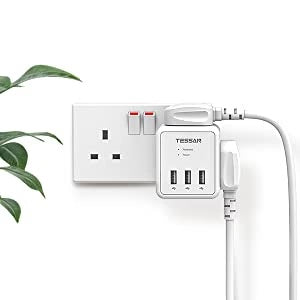TESSAN - SG Safety Mark 5 in 1 Cube Wall Plug Extension 2 AC sockets with 3 USB A Ports
