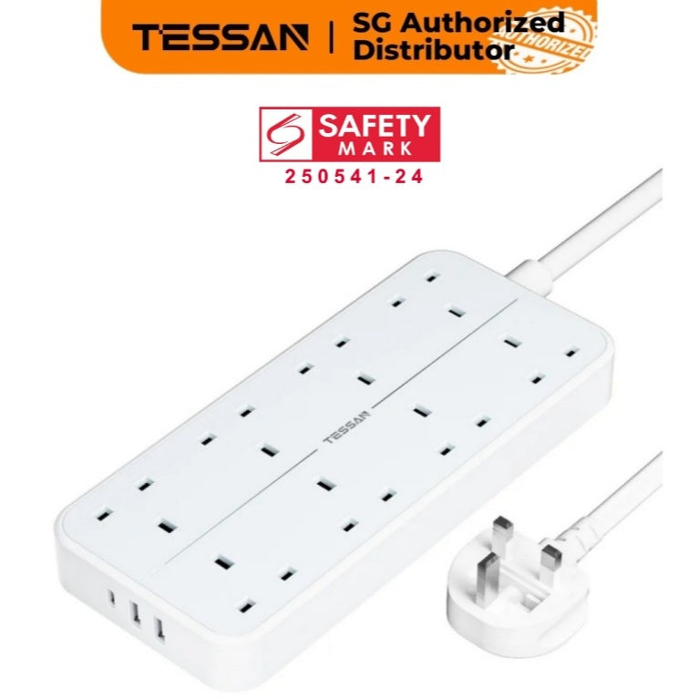 TESSAN - 11 in 1 Outlets Extension Cord 13A Multi Plug with 2M Cable / TS204
