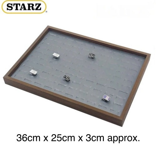 100 Ring Slot Jewelry Display Tray Brushed Grey PU