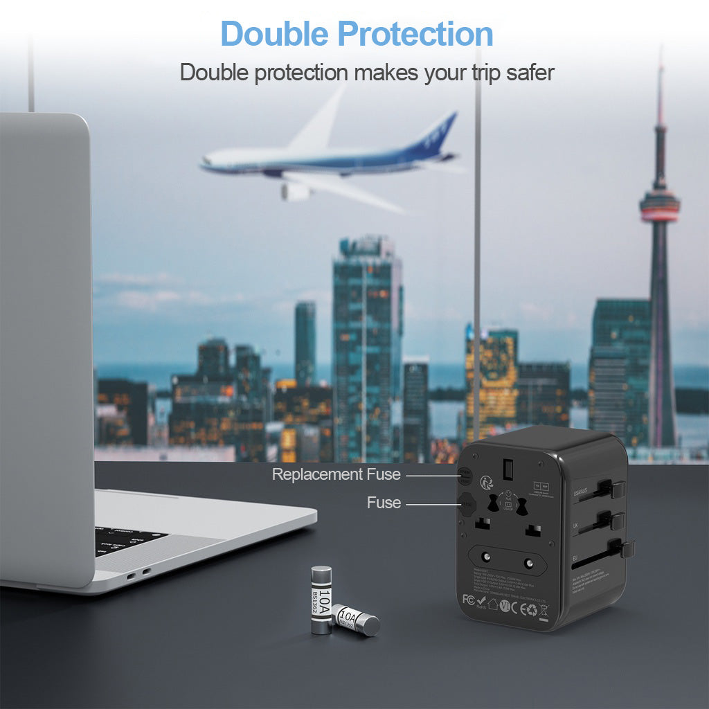 TESSAN - Universal Travel Plug 17W, international Power Adapter with 3 USB Port