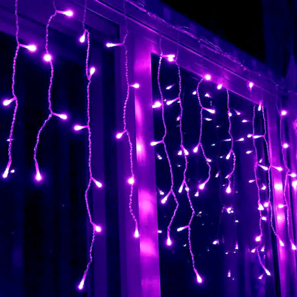 SG Safety Mark - 31V 6 Meters Width 100 Led icicle Led Fairy Curtain Light, Purple