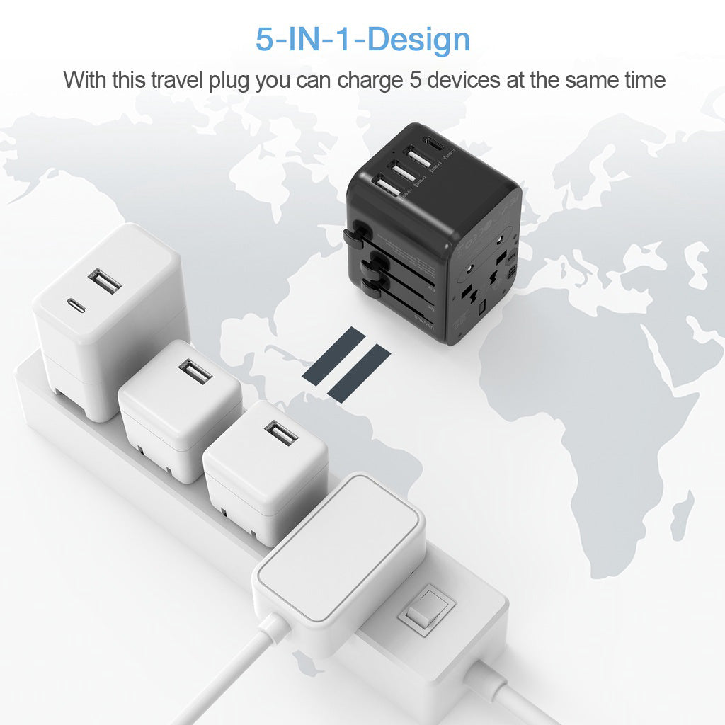 TESSAN - Universal Travel Plug 17W, international Power Adapter with 3 USB Port