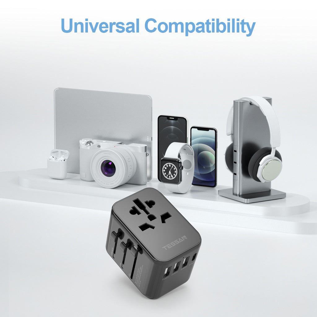 TESSAN - Universal Travel Plug 17W, international Power Adapter with 3 USB Port