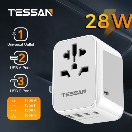 TESSAN - Universal Travel Plug 28W, international Power Adapter