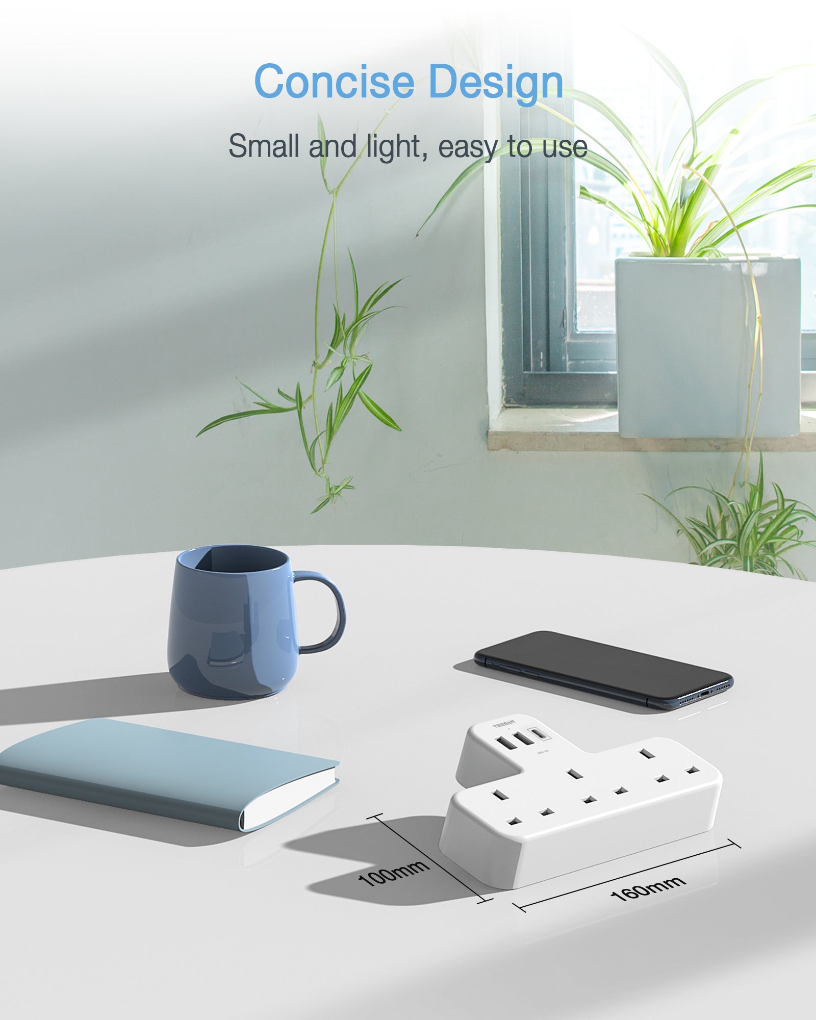 TESSAN - SG Safety Mark 6 in 1 Portable Sockets with USB Ports , White