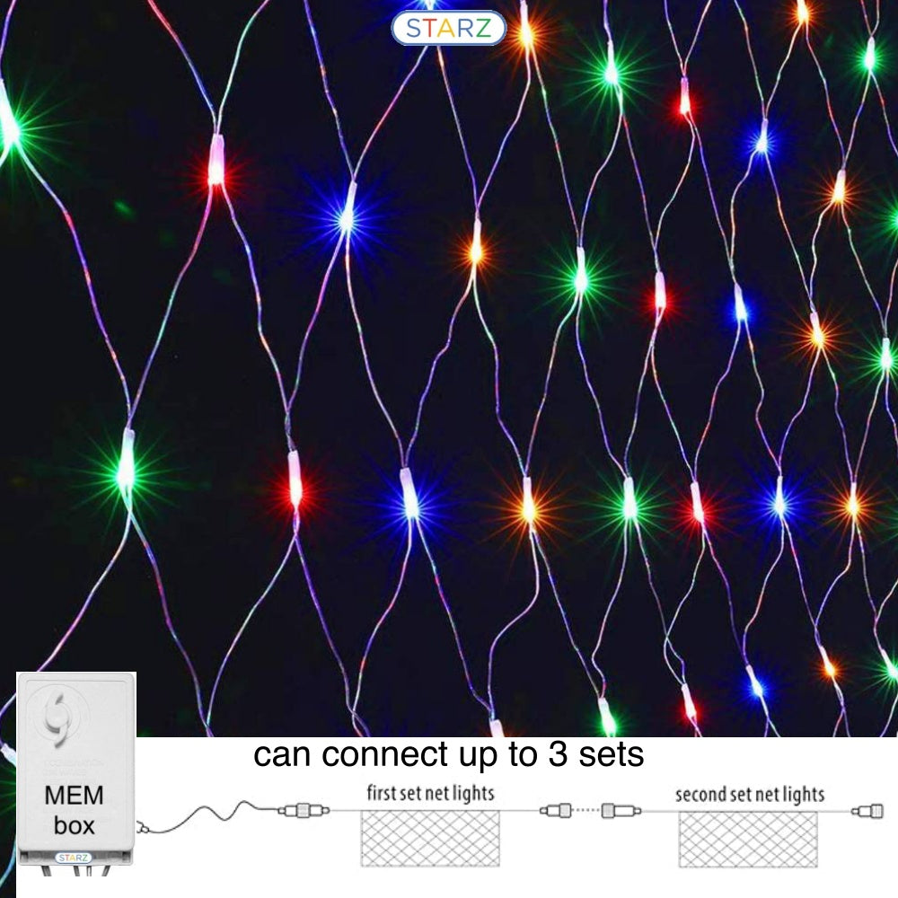 8 Modes Memory - 3 Meter x 2 Meter Led Fairy Curtain Net Light, Multi