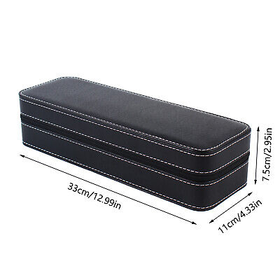 6 Slots PU Black Travel Watch Holder Case