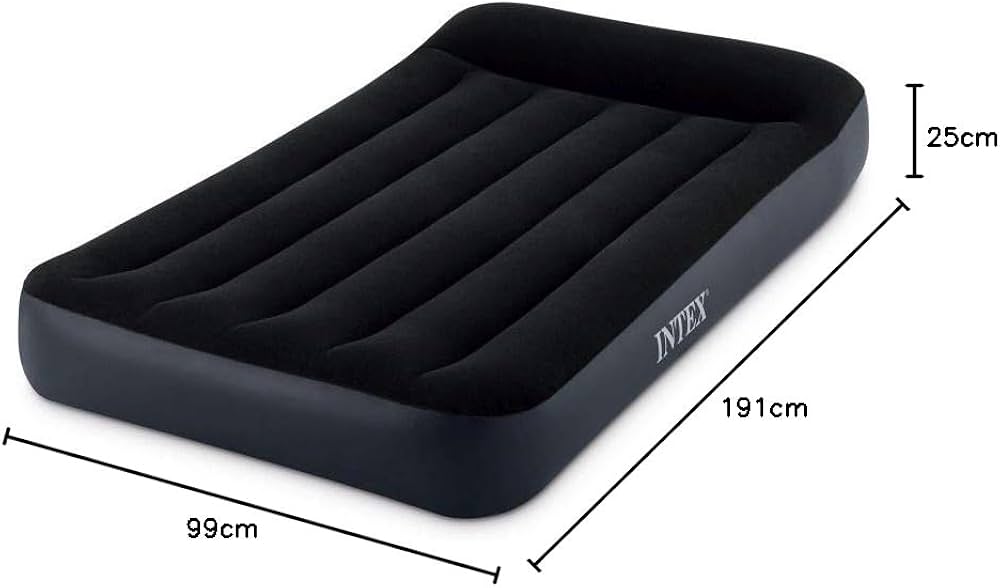 INTEX Fiber Tech Dura Beam Super Single Black Headrest with Electric Pump