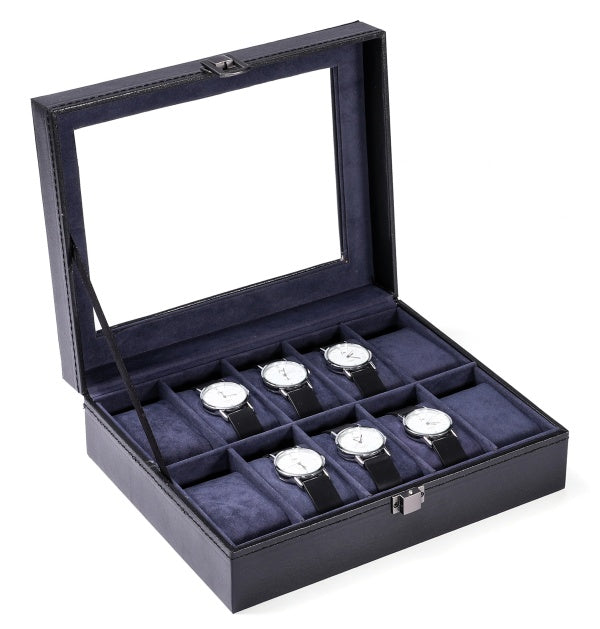 10 Slots Black PU inner Purple Watch Storage Box