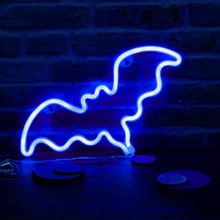 Bat Neon Light, Powered by USB / Battery Operated, Blue
