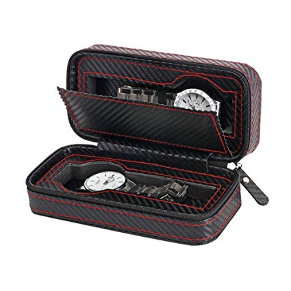 Carbon Fiber Travel Watch Case for 2 Watches