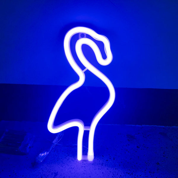 Flamingo Neon Light, Powered by USB / Battery Operated, Blue