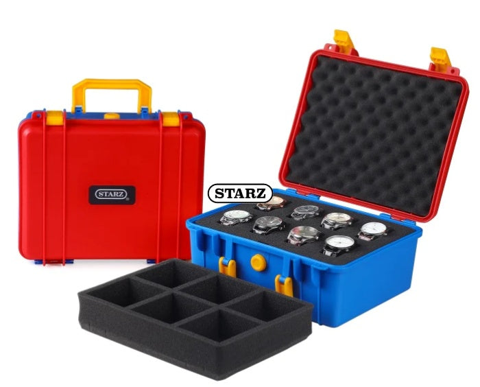 8 Slots Heavy Duty Watch Storage Case , Red Blue