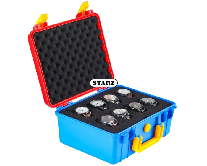 8 Slots Heavy Duty Watch Storage Case , Red Blue
