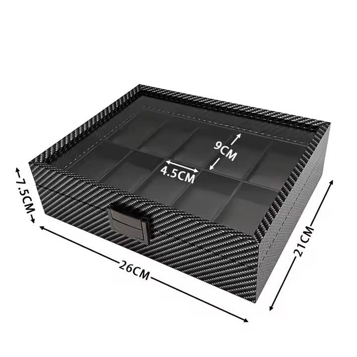 10 Slot Carbon Print Wooden Watch Box
