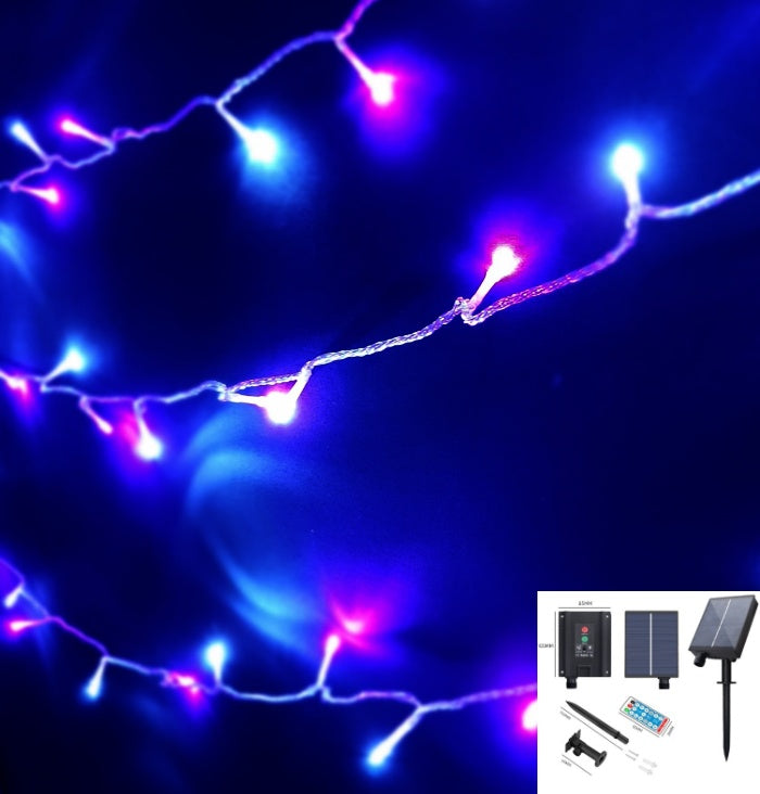 [ STARZ ] Outdoor Solar Powered 10 Meter 100 Led String Light, White + Purple