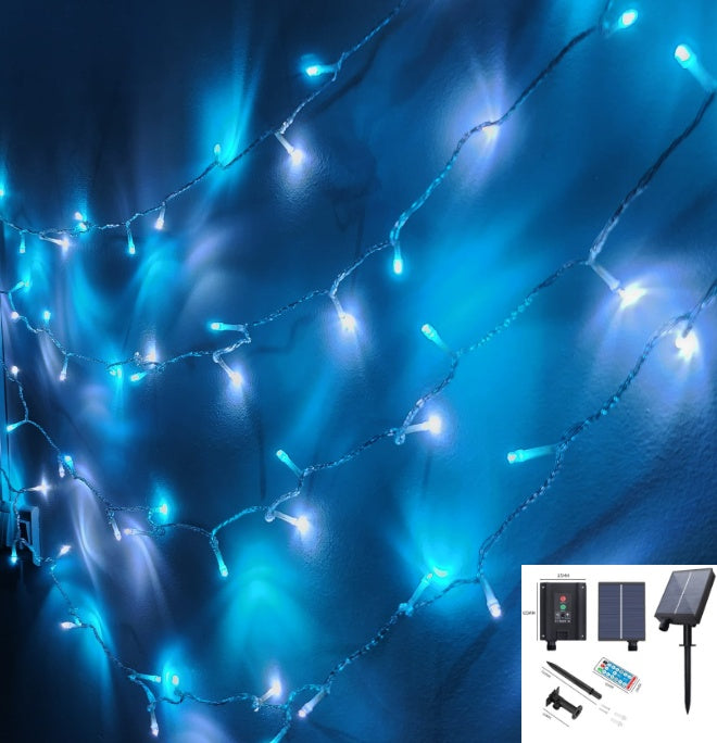 Outdoor Solar Powered 10 Meter 100 Led Fairy String Light, White and Light Blue