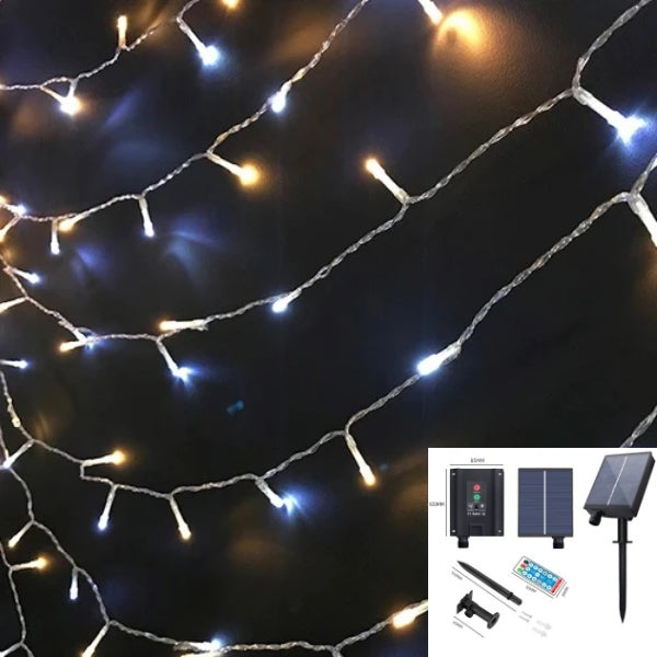 [ STARZ ] Outdoor Solar Powered 10 Meter 100 Led String Light, White + Warm