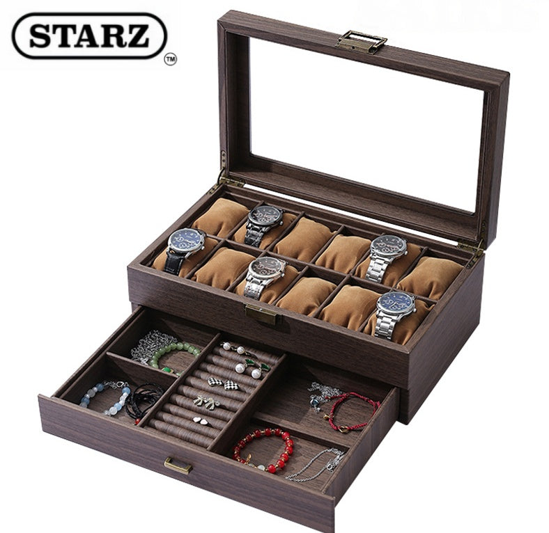 12 Slot PU Leather Watch & Jewelry Display Case