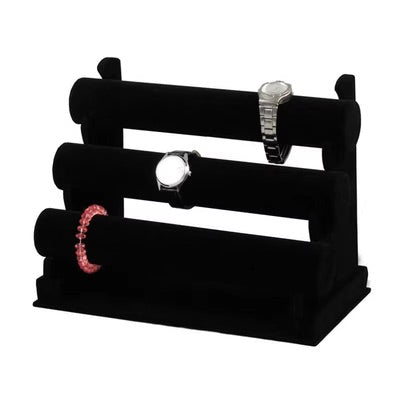 [ STARZ ] 3 Tier / Layer Velvet Bangle, Bracelet, Jewelry Stand Holder Tray, Black Velvet