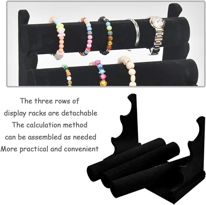 [ STARZ ] 3 Tier / Layer Velvet Bangle, Bracelet, Jewelry Stand Holder Tray, Black Velvet