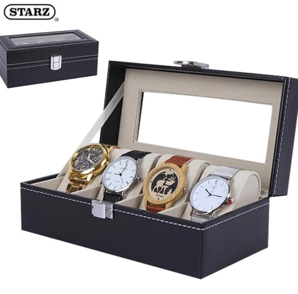 4 slots black pu watch box singapore