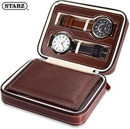 pu travel watch case singapore 4 slots brown