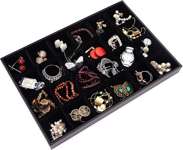 24 grids slots black velvet jewelry display tray singapore