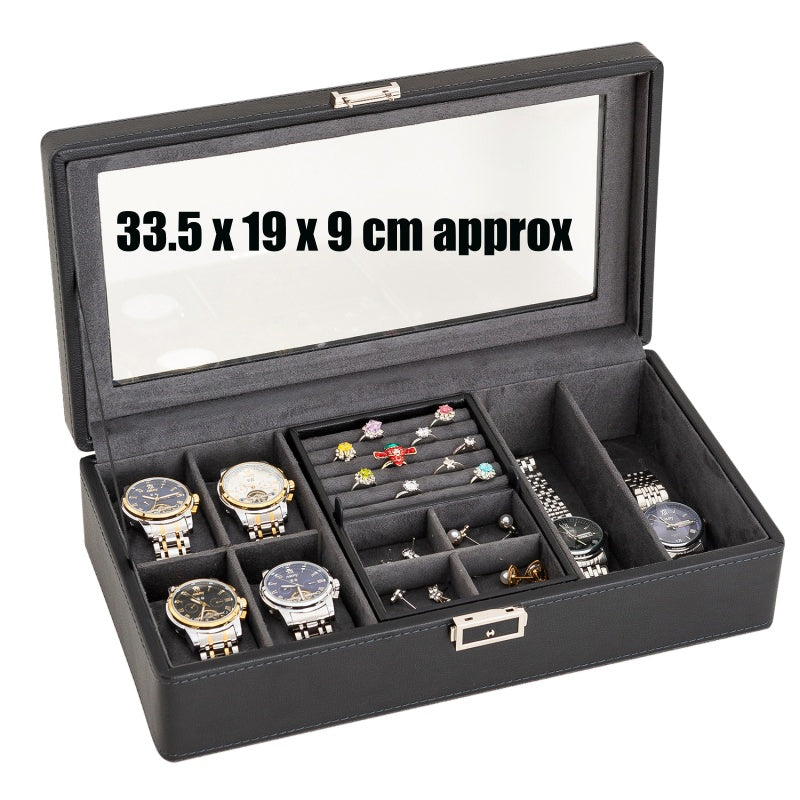 Elegant PU Leather Watch Box for Watches, Jewelry and Accessories