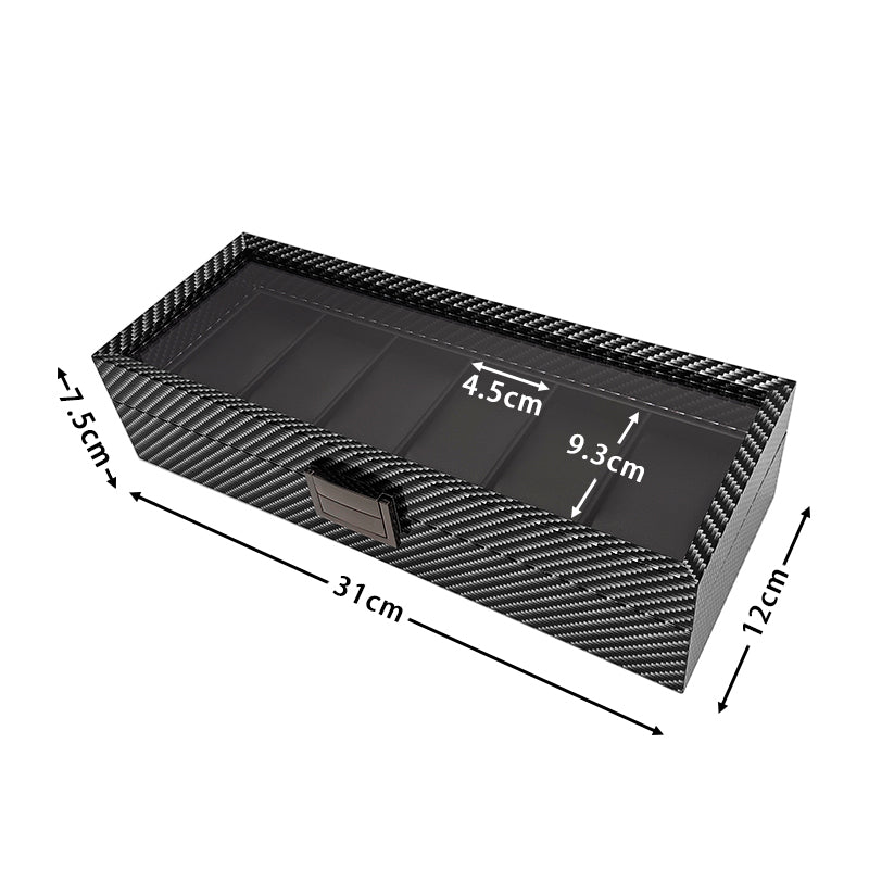 Luxury carbon print watch storage case for 6 watches